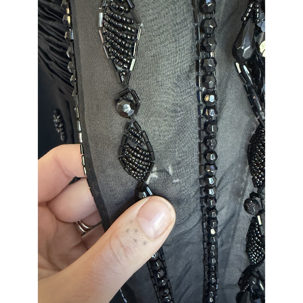 Vintage 80s Victoria Royal Black Beaded Dress 4 Dark Romantic Hong Kong Couture - Picture 15 of 15